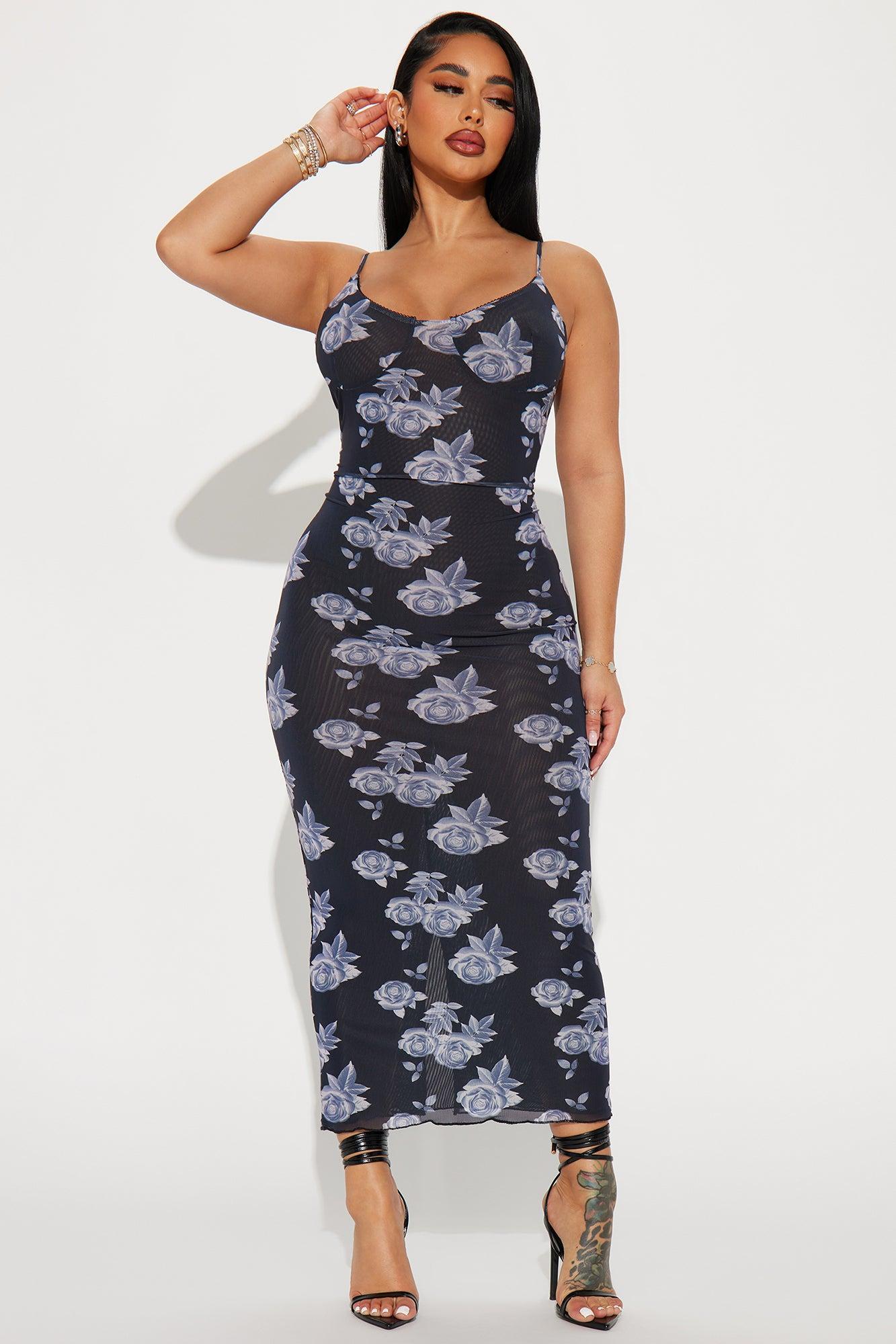 Bella Mesh Maxi Dress - Navy/combo product image