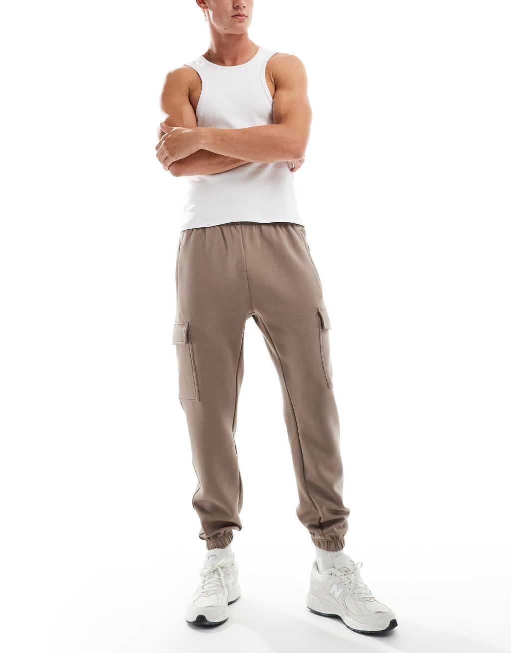 ASOS 4505 Icon training quick dry performance cargo sweatpants in taupe gray product image