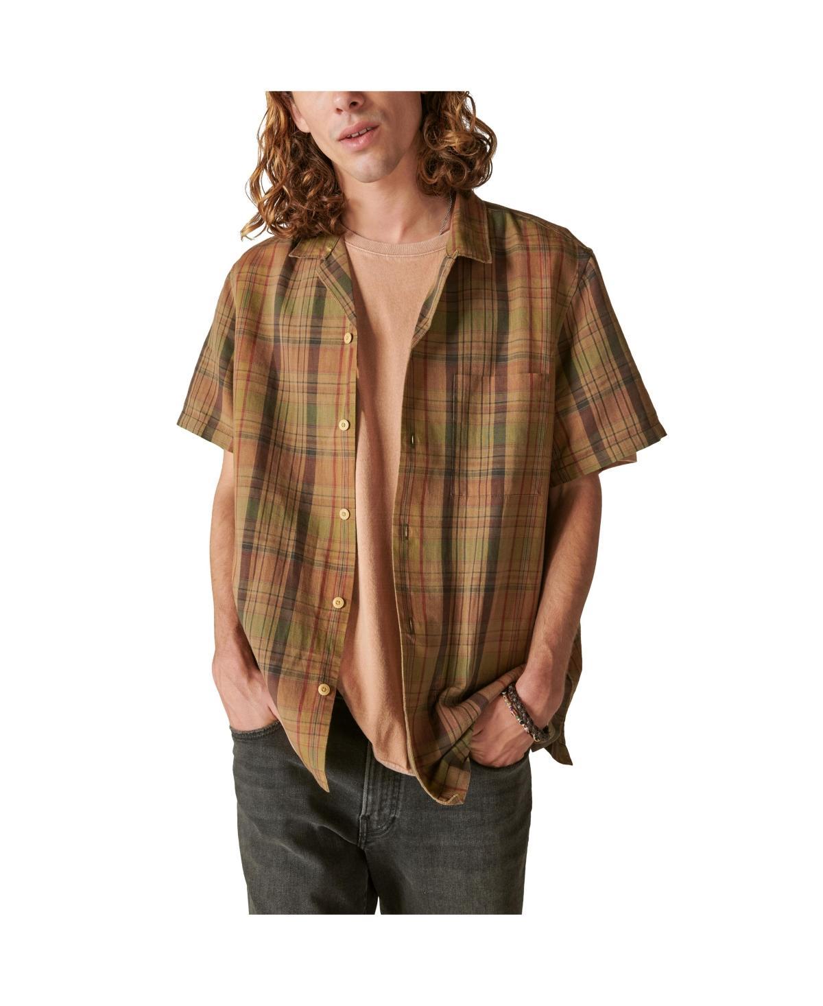 Lucky Brand Plaid Linen & Cotton Camp Shirt Product Image