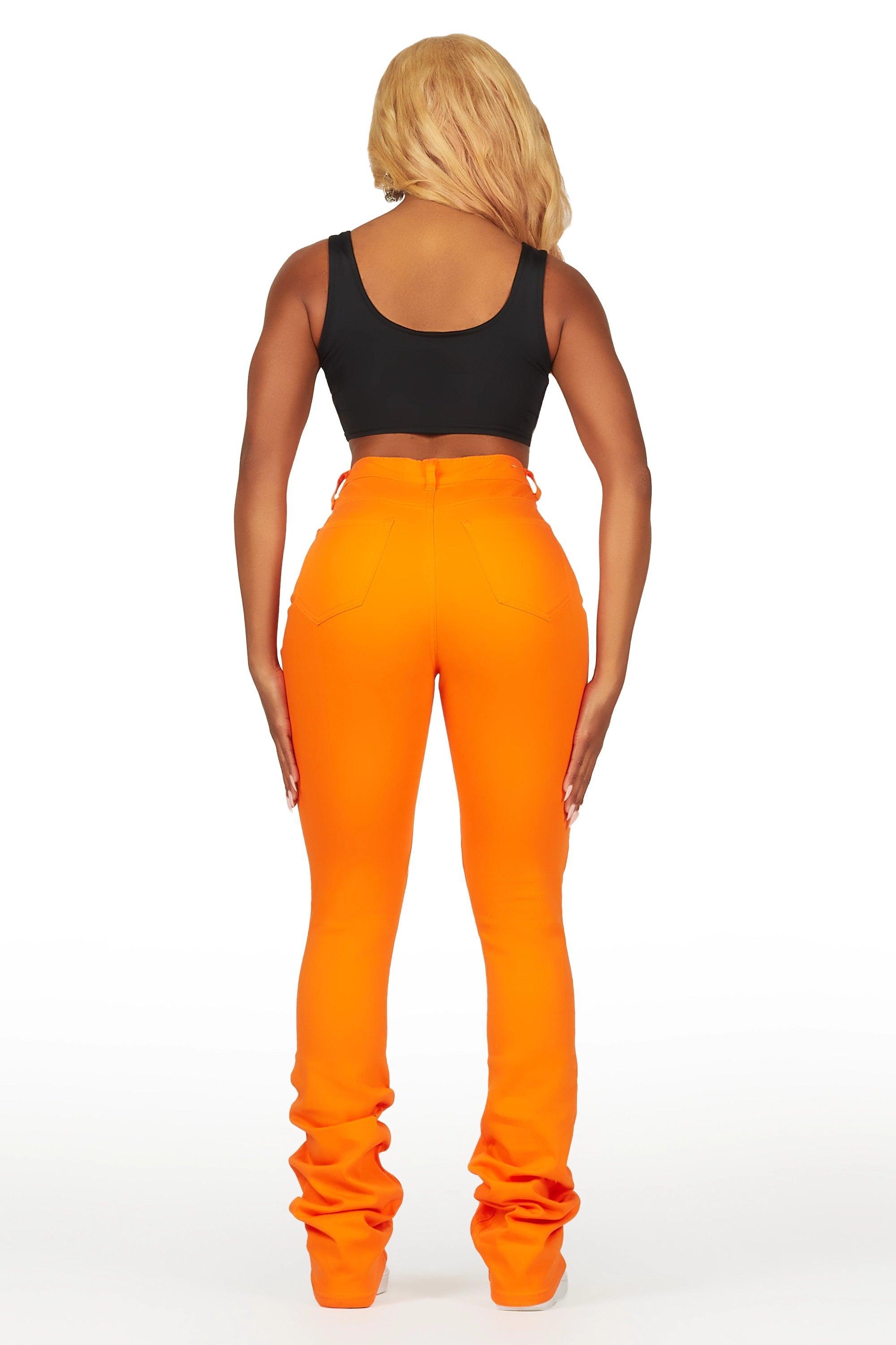 Takasia Orange Distressed Super Stacked Jean Female Product Image