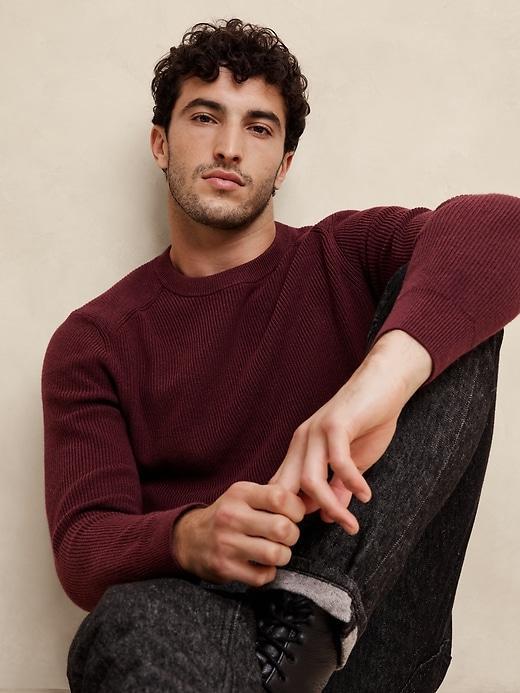 Cotton-Blend Ribbed Sweater Product Image