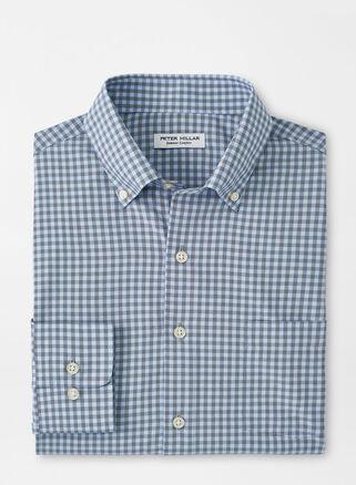 Peter Millar Mens Murray Performance Poplin Sport Shirt | Color: Navy | Size: XXL Product Image