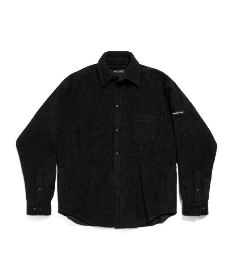 BALENCIAGA Logo Shirt Coat In Black Product Image