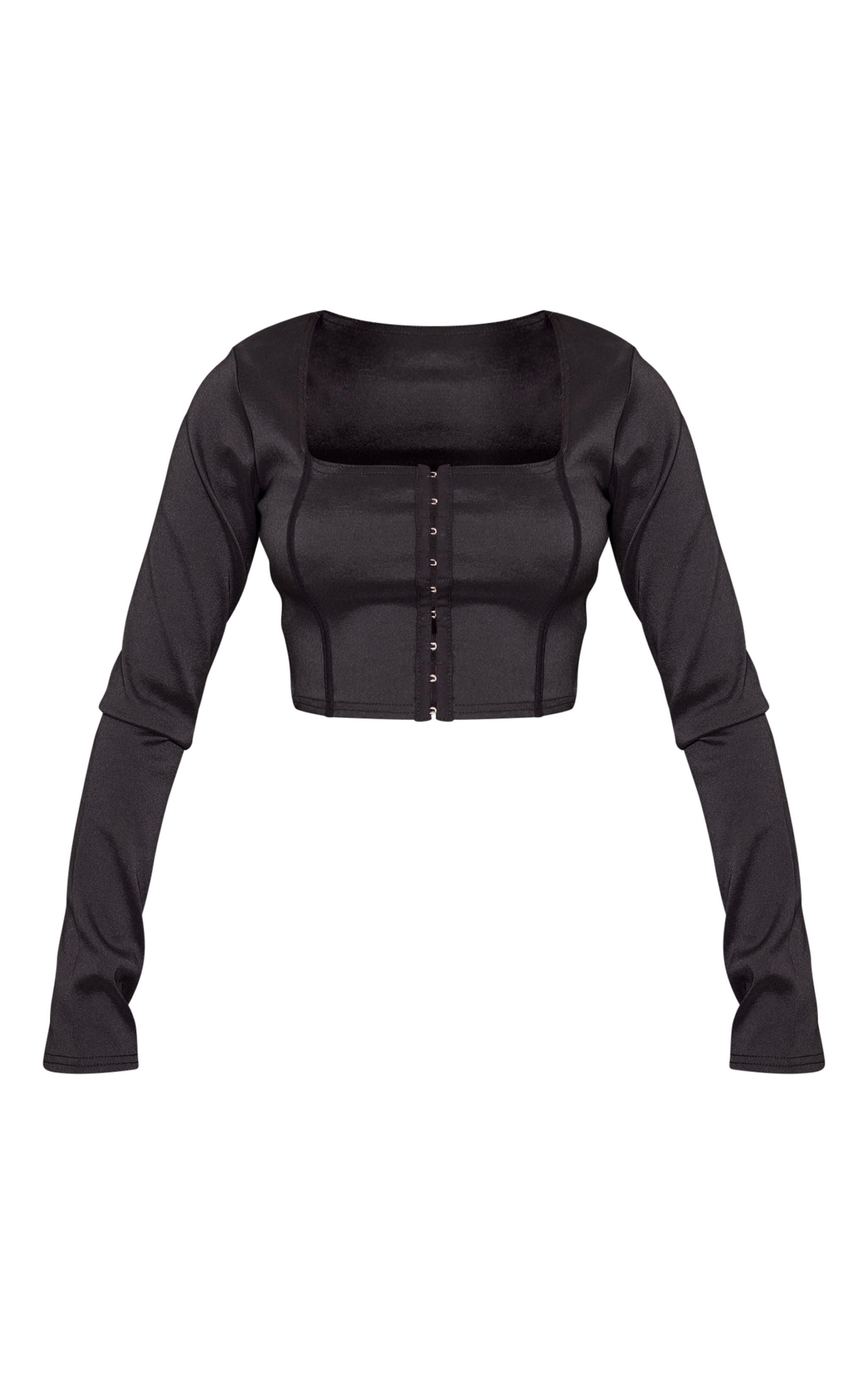 Black Long Sleeve Bengaline Corset Product Image