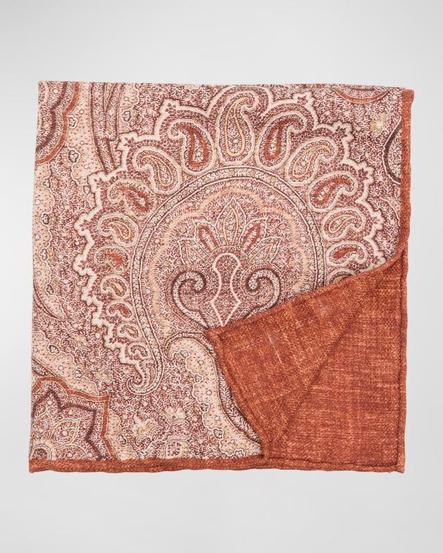 Men's Silk Paisley-Print Pocket Square Product Image