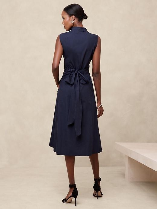 Poplin Cross-Waist Midi Dress Product Image