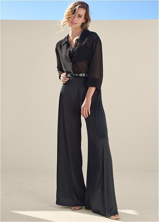 Side Pleat Wide Leg Pants Product Image