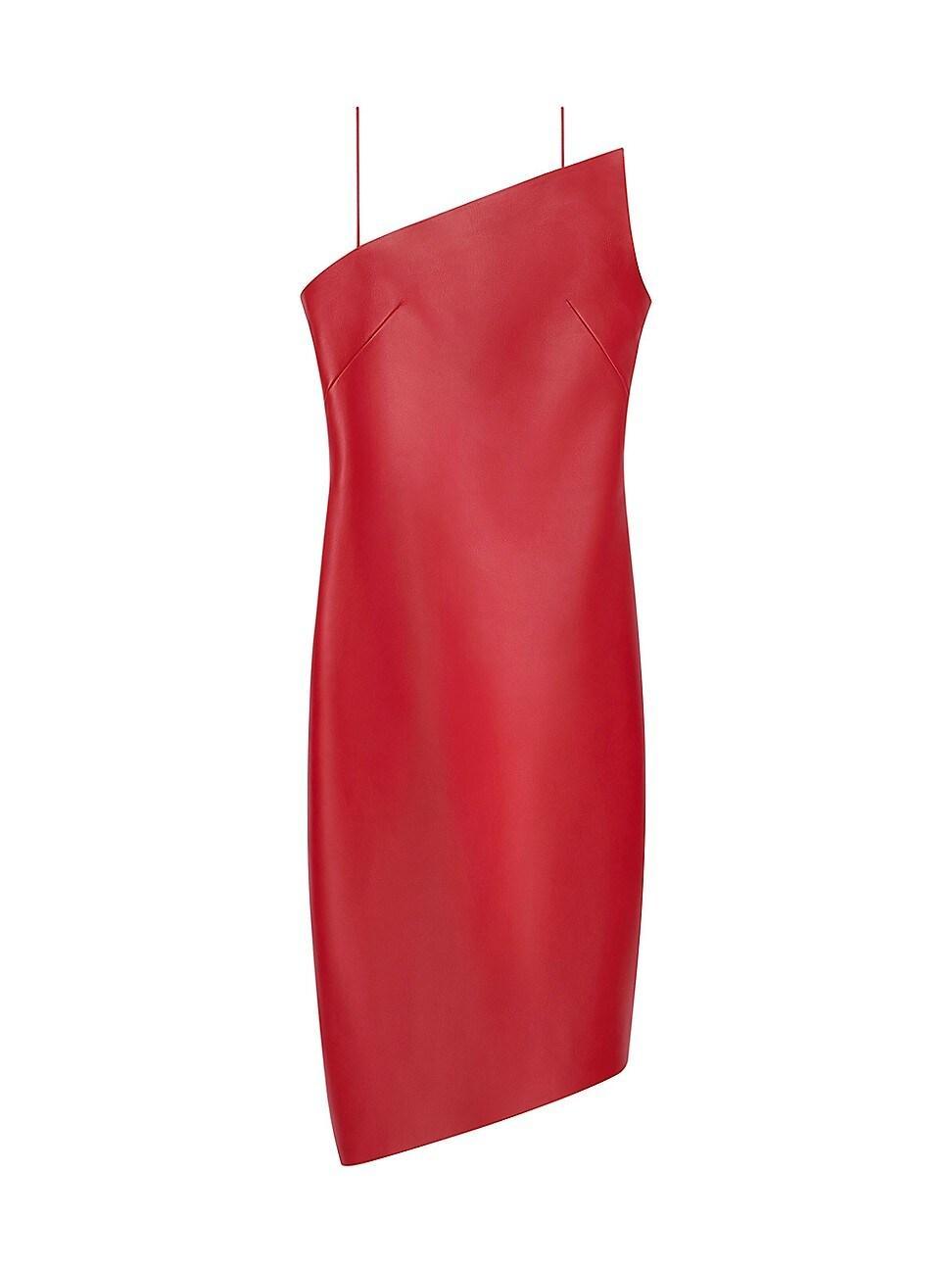 Womens Asymmetric Dress in Leather Product Image