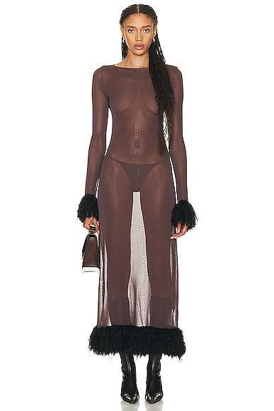 Marine Serre Sheer Knit Maxi Dress in Taupe Product Image