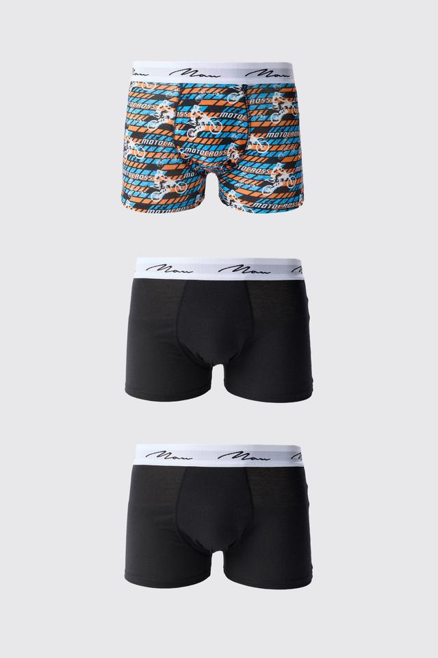 3 Pack Man Moto Cross Printed Boxers | boohooMAN USA Product Image