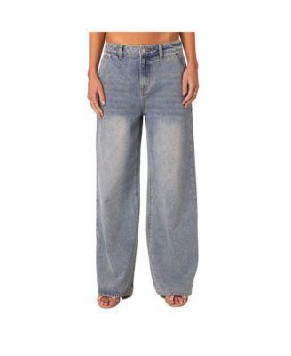 Edikted Womens Myla Washed Wide Leg Jeans Product Image