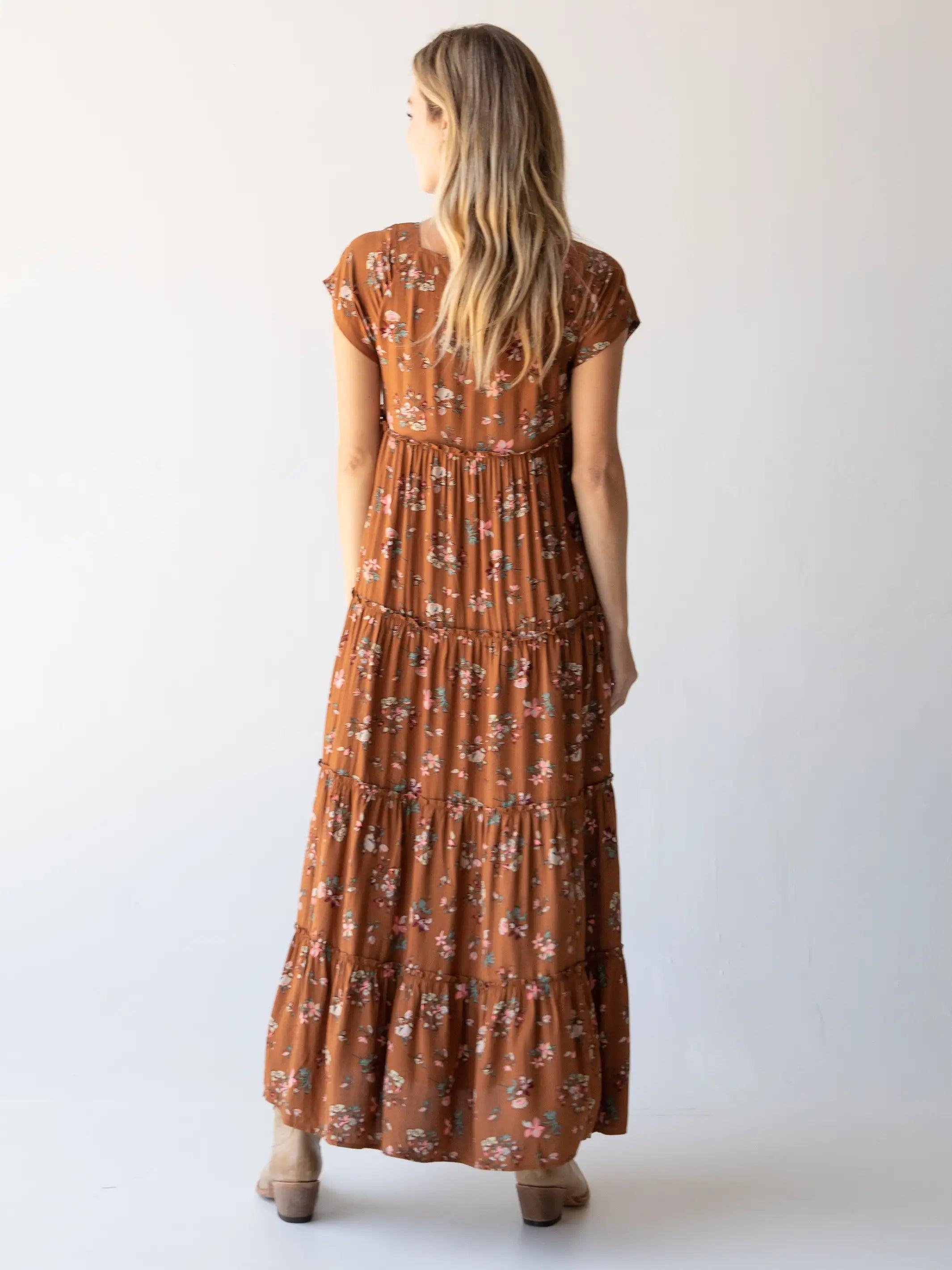 Berkley Maxi Dress - Brown Bouquets Product Image