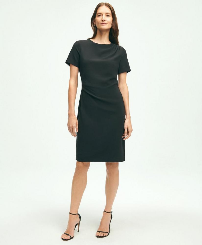 Short-Sleeve Fine Twill Crepe Dress Product Image