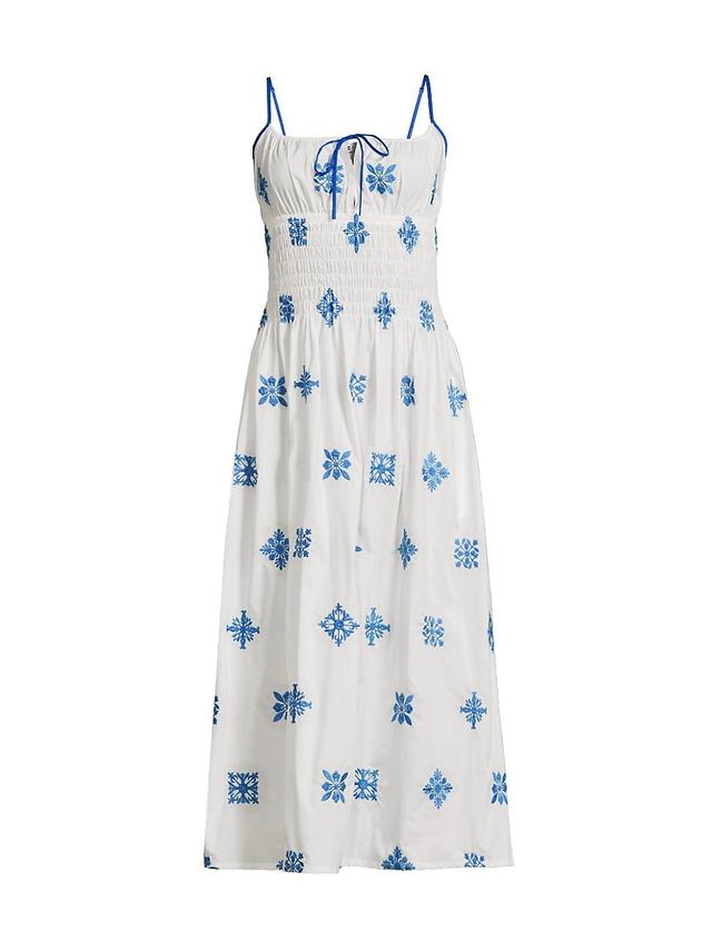 Womens Barbara Embroidered Cotton Midi-Dress Product Image