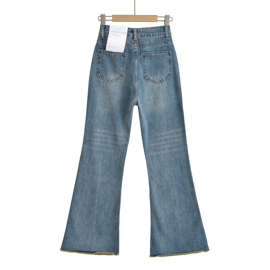 High Rise Washed Flared Jeans Product Image