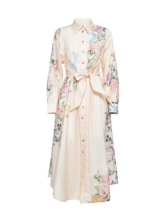 ZIMMERMANN Halliday Tucked Midi Shirt Dress In Ivory Product Image