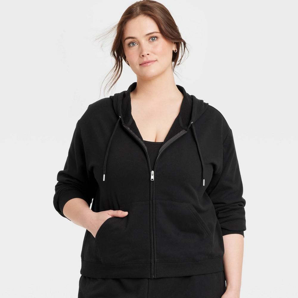 Womens Fleece Zip-Up Sweatshirt - Auden Black 3X Product Image