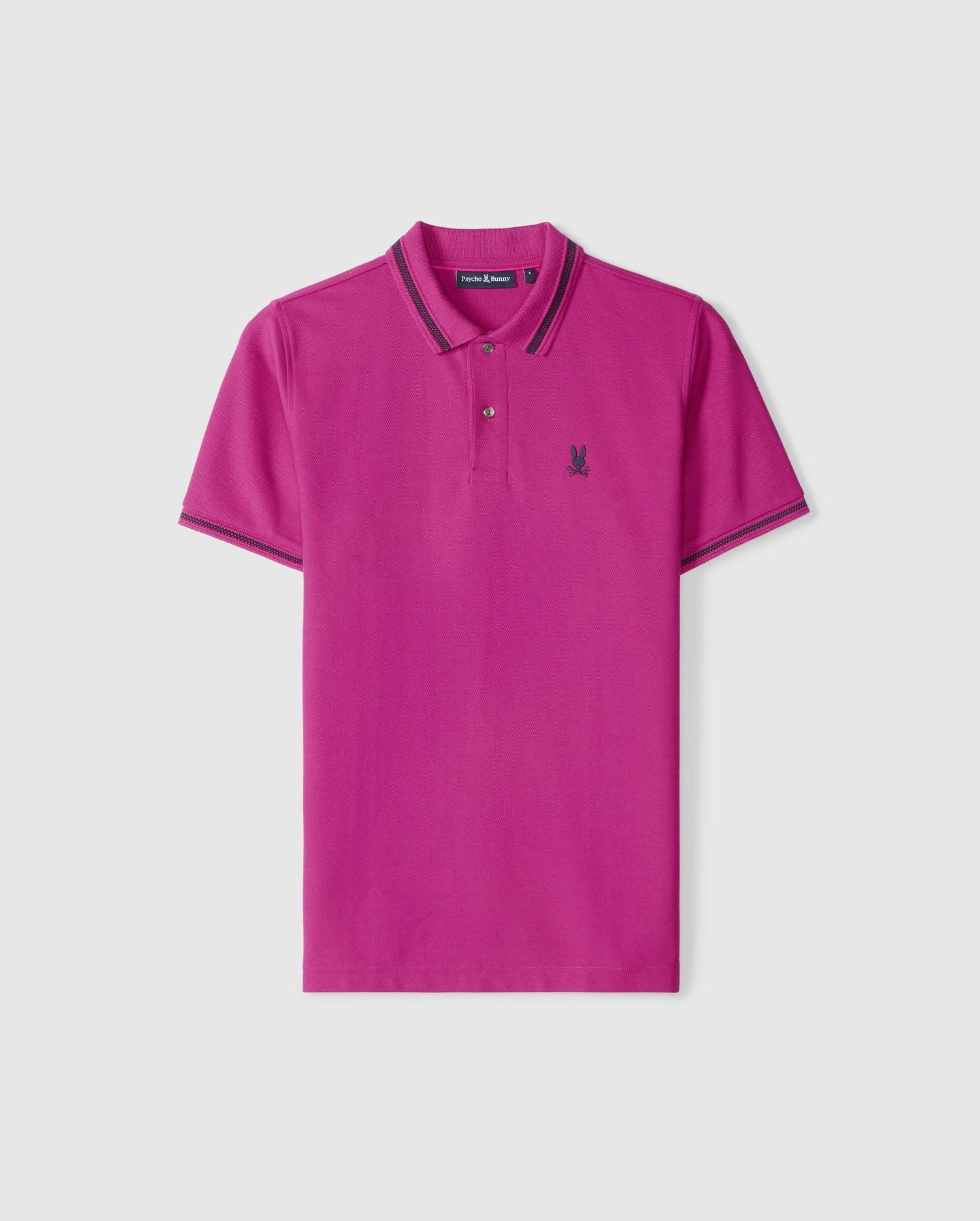 Psycho Bunny Men's Riviera Pique Polo Shirt 659 FUSCHIA RED Product Image