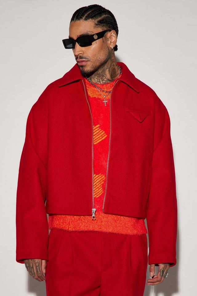 Zip It Out Crop Jacket - Red Product Image