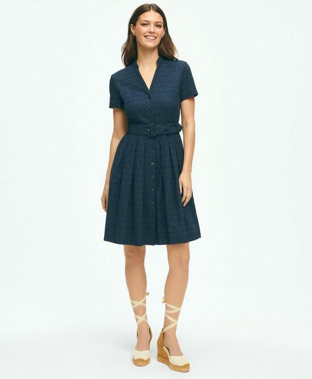 Eyelet Belted Shirt Dress In Cotton Product Image