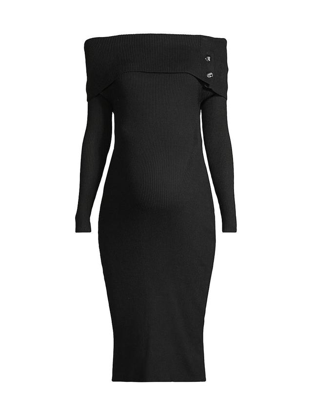 Womens Carrie Off-The-Shoulder Maternity Midi-Dress Product Image