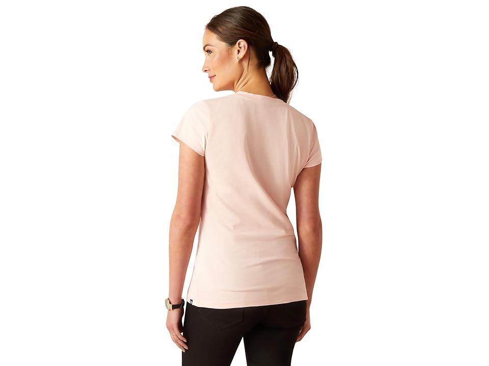 Ariat Vertical Logo V T-Shirt (Blushing Rose) Women's Clothing Product Image