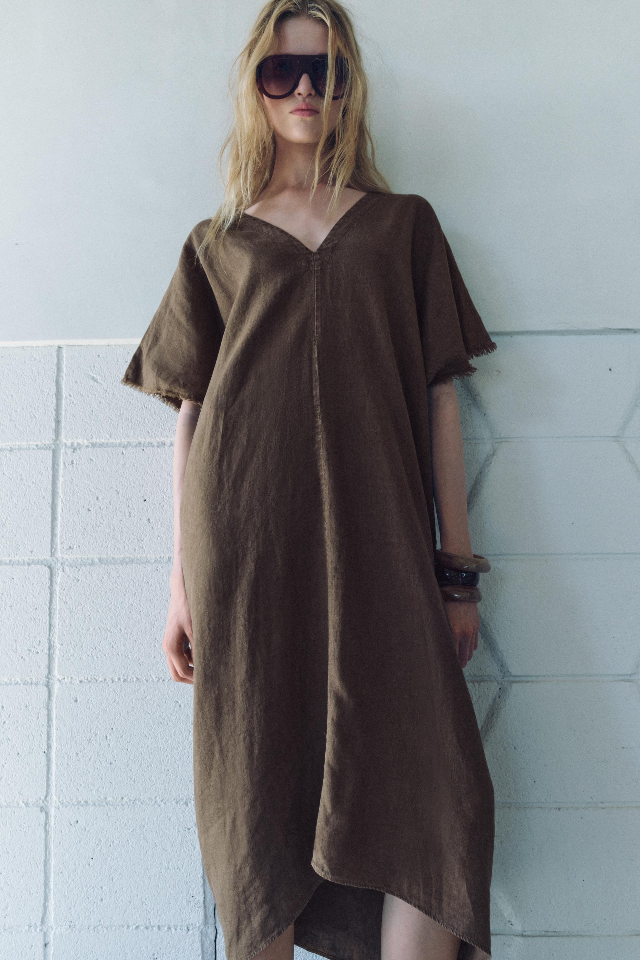 LINEN BLEND TUNIC DRESS ZW COLLECTION Product Image