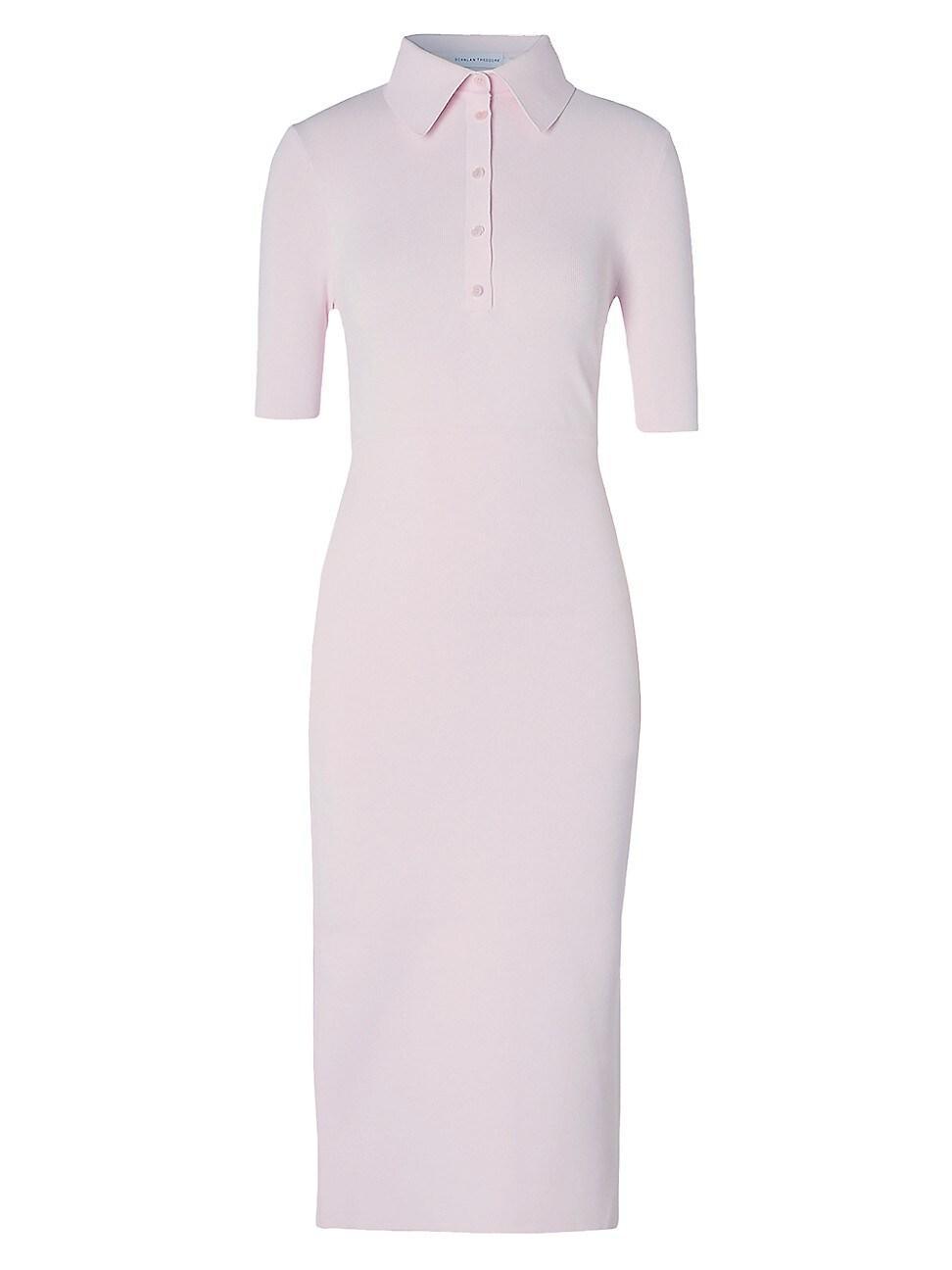 Womens Crepe-Knit Polo Midi-Dress Product Image