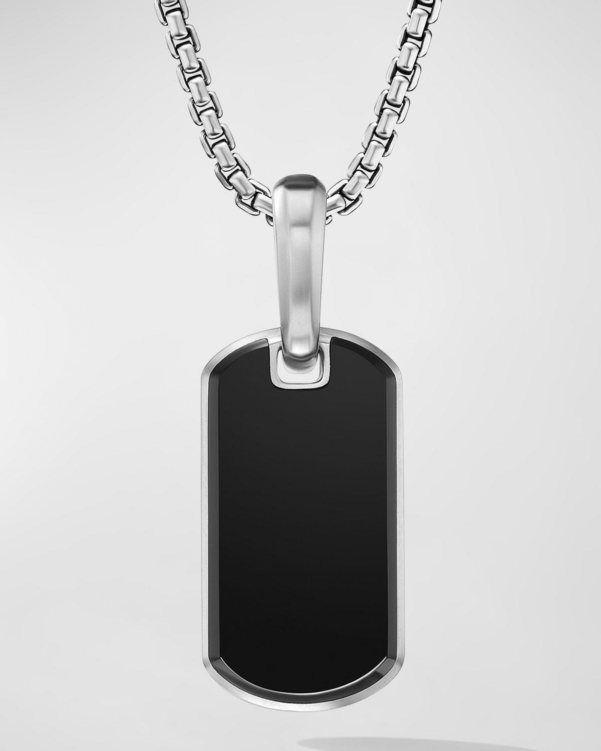 Mens Chevron Tag Enhancer with Black Onyx in Silver, 21mm Product Image