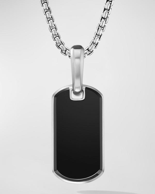 Mens Chevron Tag Enhancer with Black Onyx in Silver, 21mm Product Image