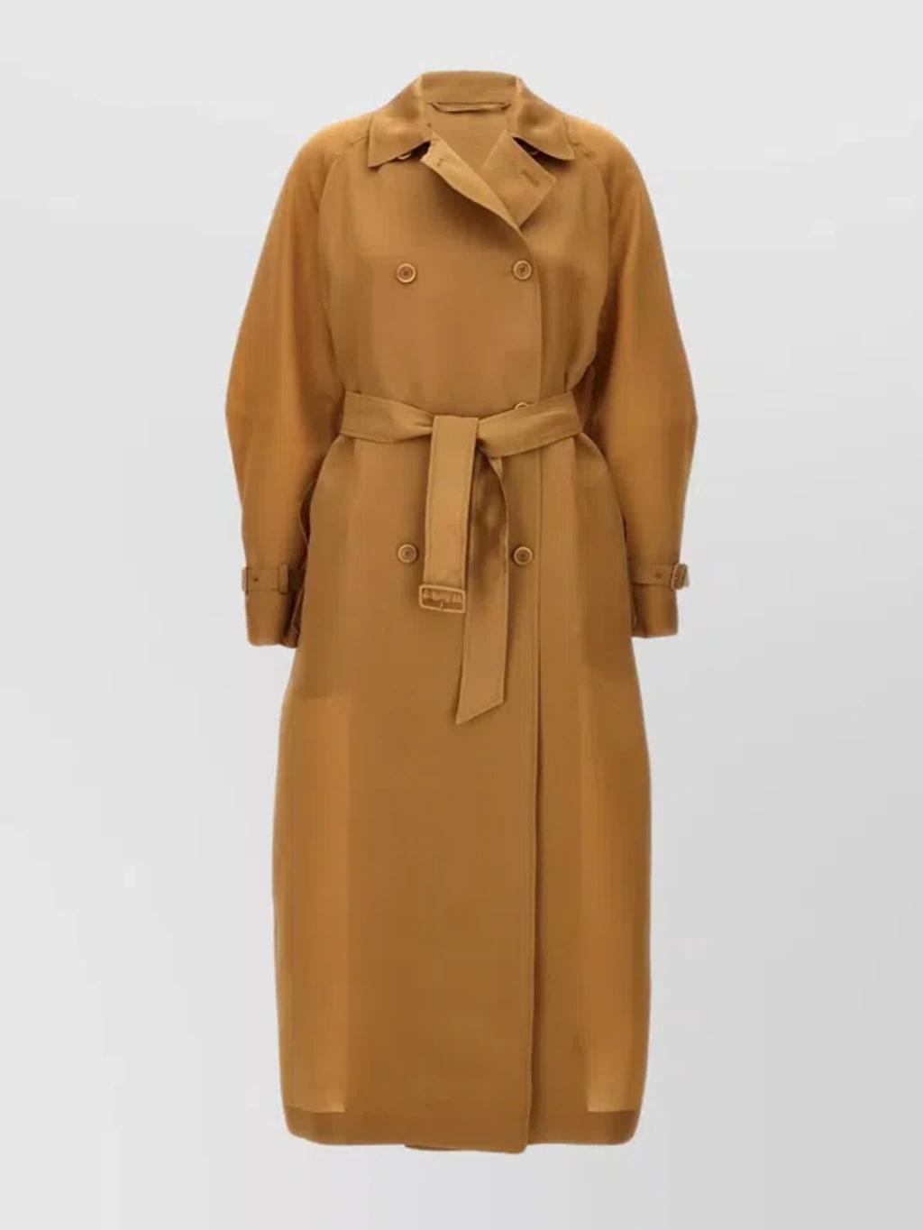 MAX MARA Belted Double-breasted Trench Coat With Adjustable Waist In Brown product image