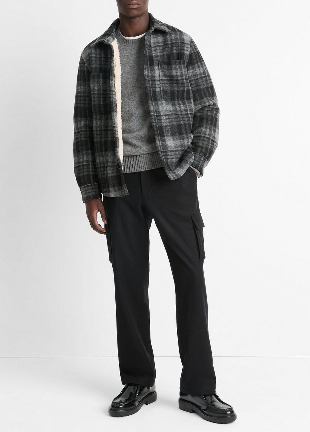 Sherpa-Lined Plaid Shirt Jacket Product Image