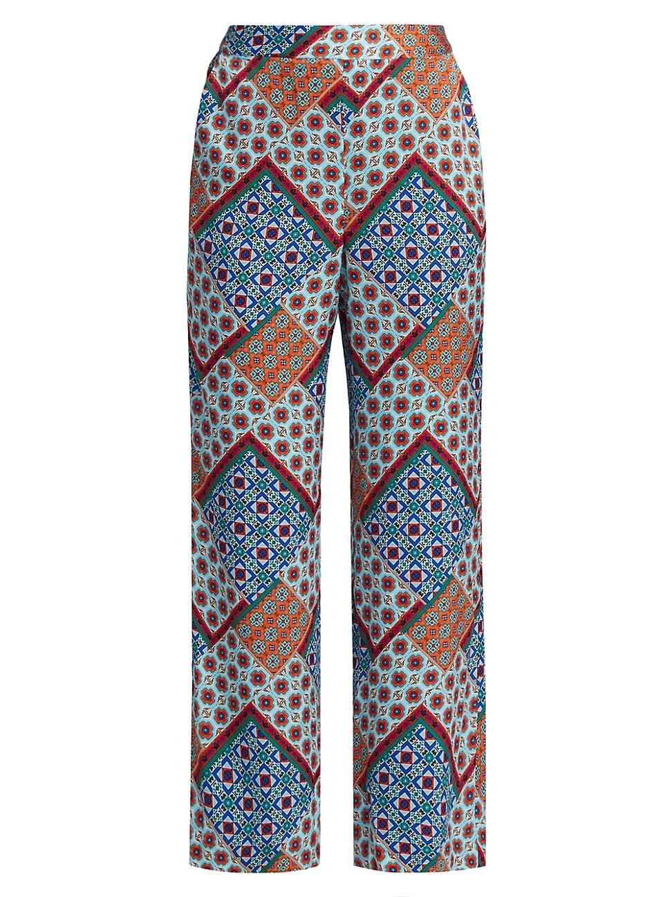 Womens Andrea Silk-Blend Geometric Pants product image