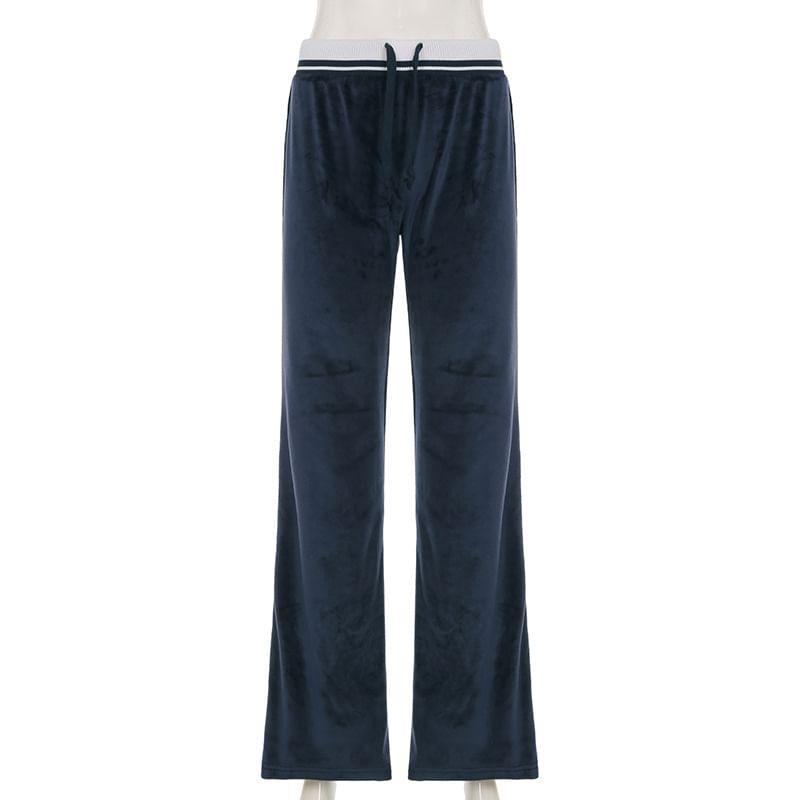 Low Waist Plain Wide Leg Sweatpants Product Image