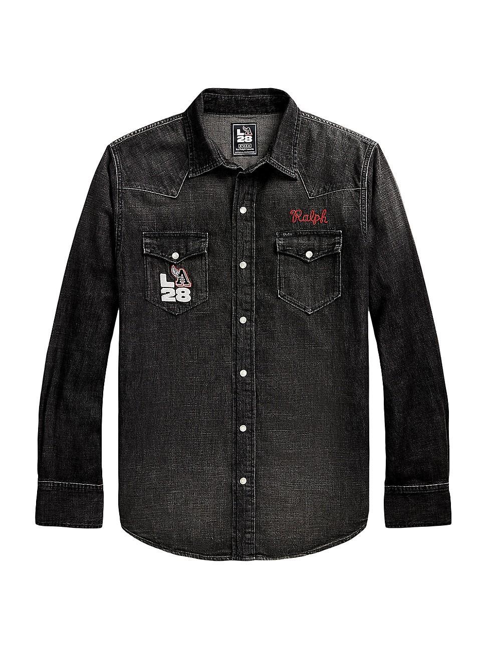 Mens Graphic Denim Shirt Product Image