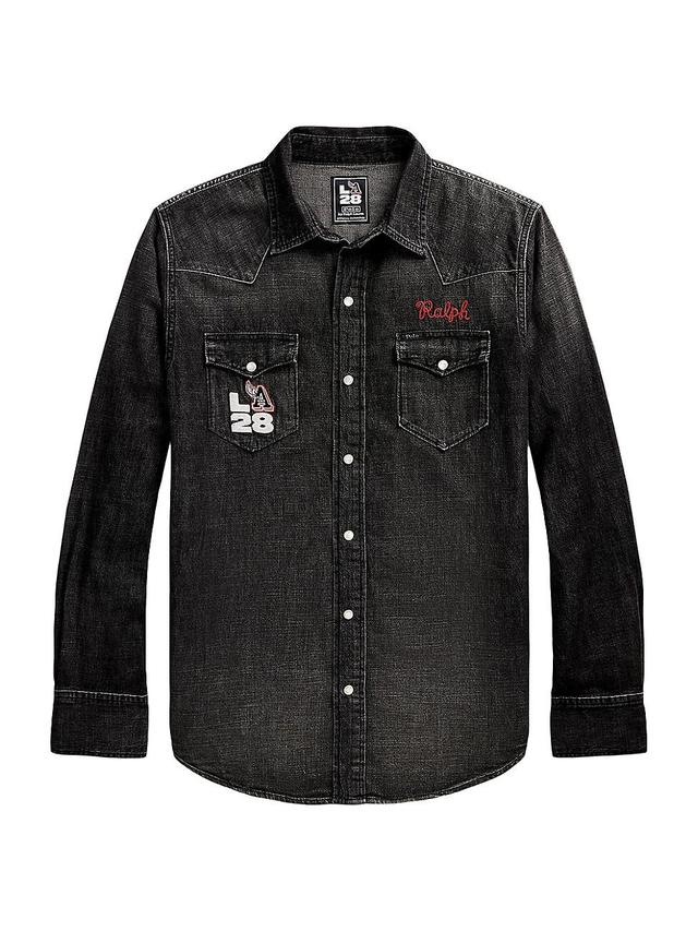 Mens Graphic Denim Shirt Product Image