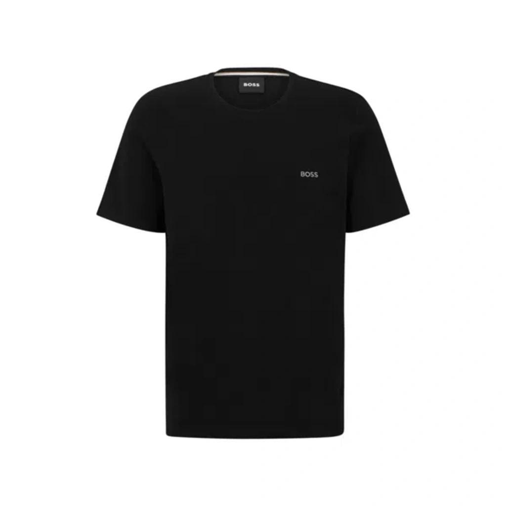 Stretch-cotton Regular-fit T-shirt With Contrast Logo In Anthracite Product Image