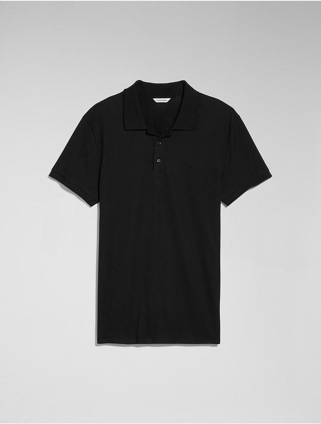 Calvin Klein Mens Slim Smooth Cotton Polo Shirt - Black - XXL Product Image