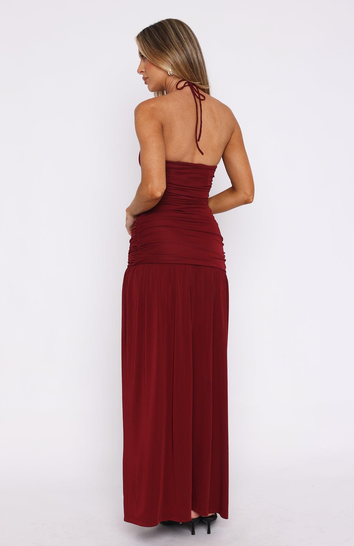 Sweet Skies Maxi Dress Burgundy Product Image