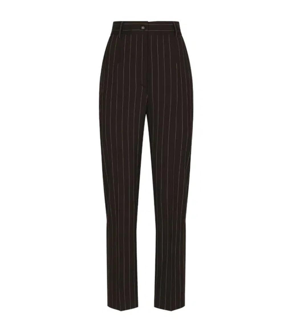 Wool Pinstripe Tailored Trousers In Multicolor Product Image