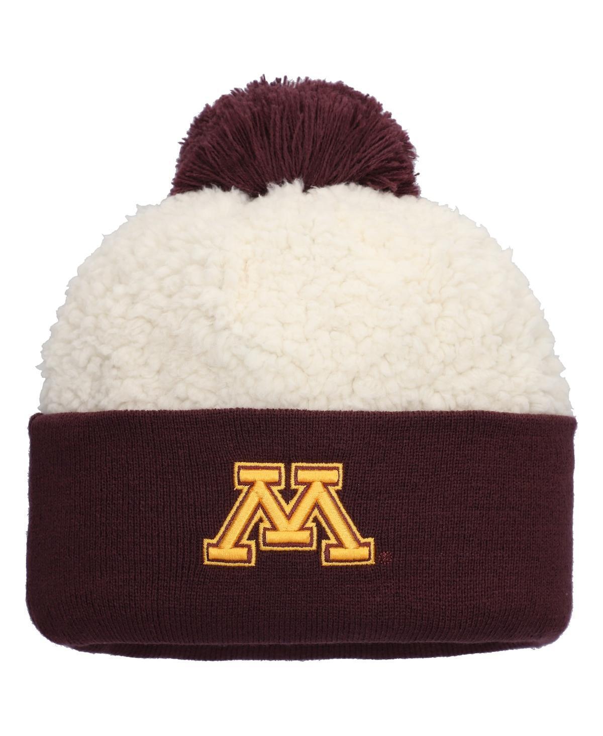 Womens Top of the World Cream Minnesota Golden Gophers Grace Sherpa Cuffed Knit Hat with Pom Product Image