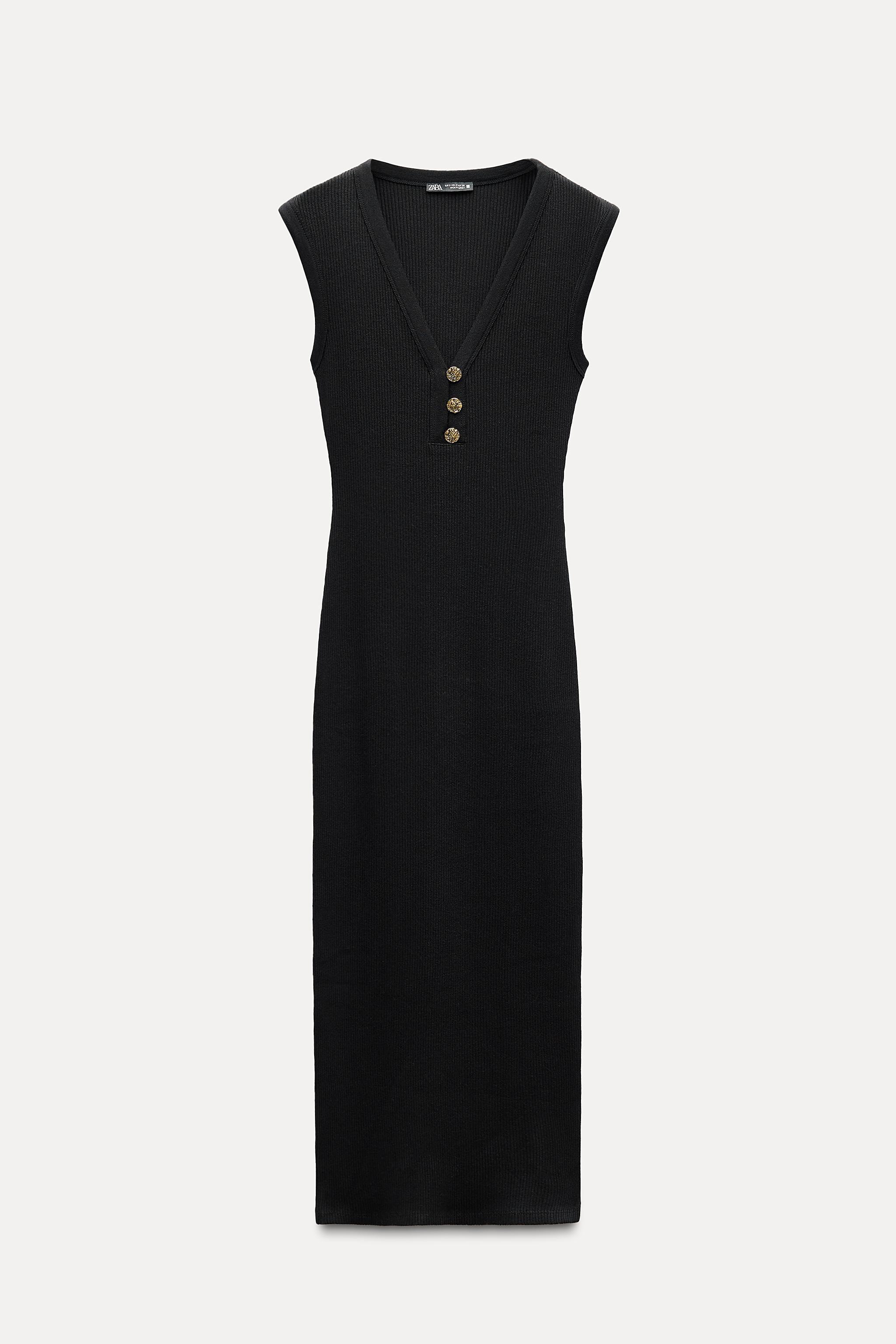 RIB MIDI DRESS WITH BUTTONS Product Image