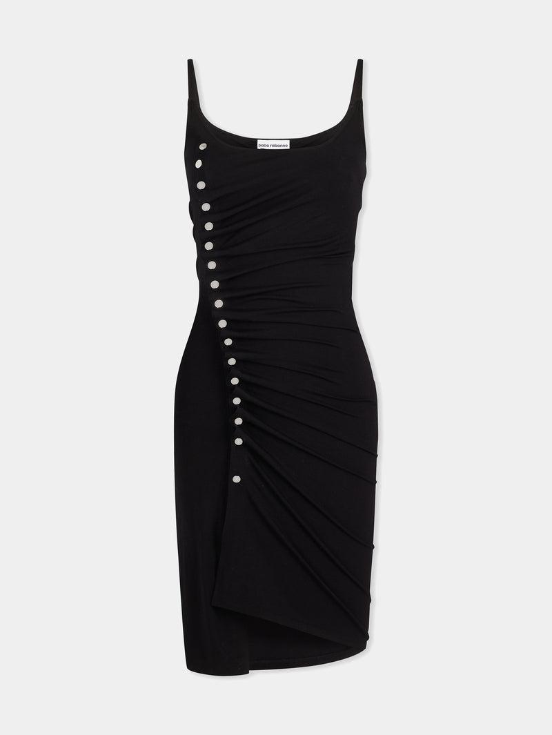 Black drapé pression short dress Product Image