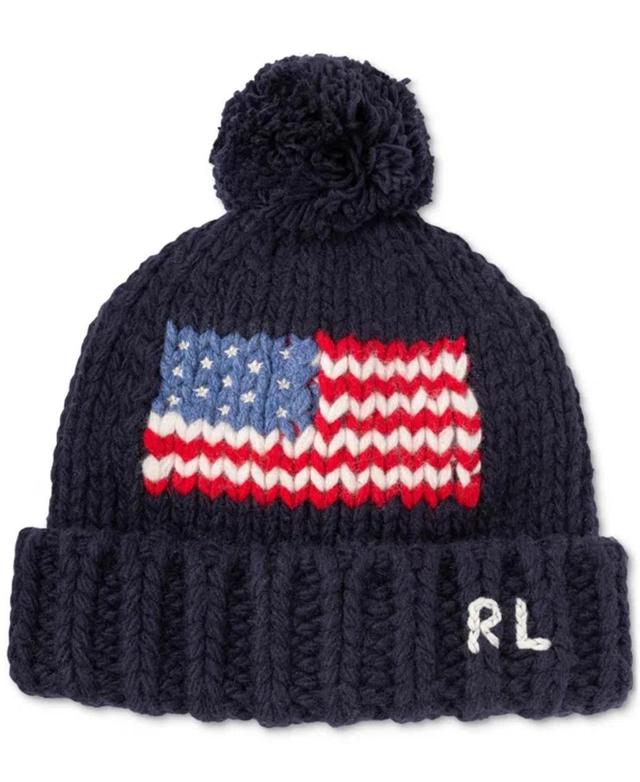 POLO RALPH LAUREN Men's Intarsia Flag Beanie In Navy Multi Product Image