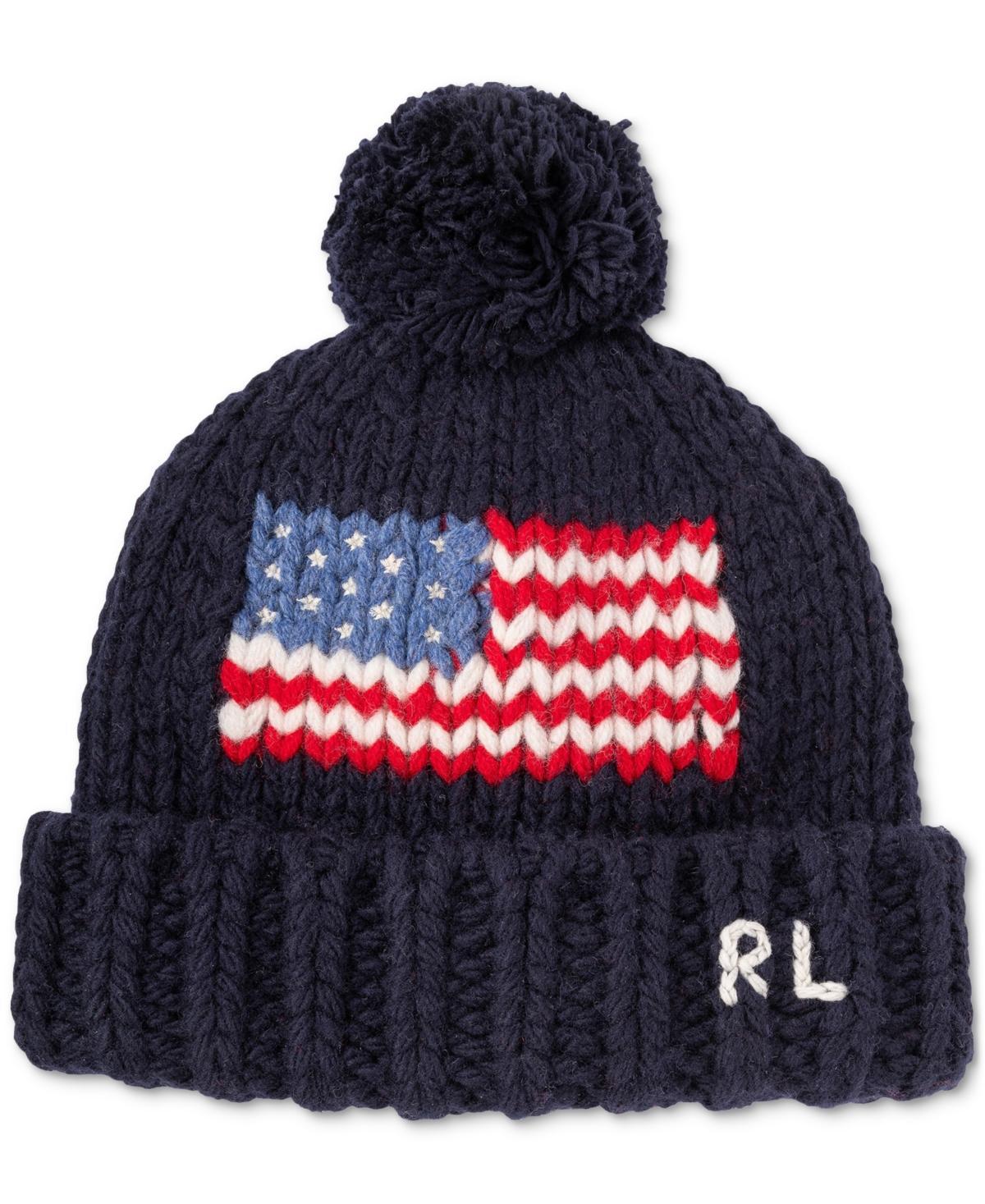 POLO RALPH LAUREN Men's Intarsia Flag Beanie In Navy Multi Product Image