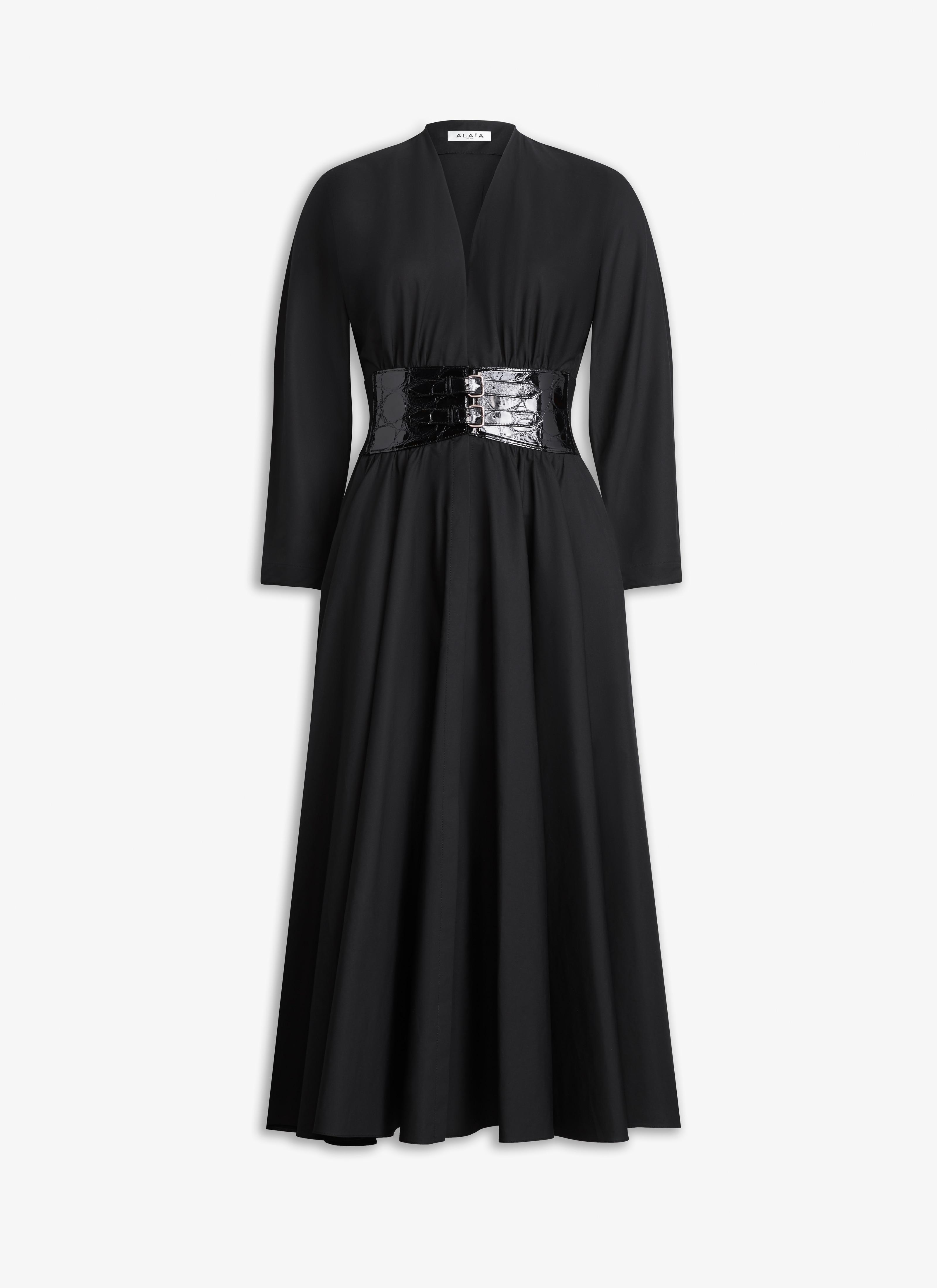 Black POPLIN CROSS BELT DRESS Product Image