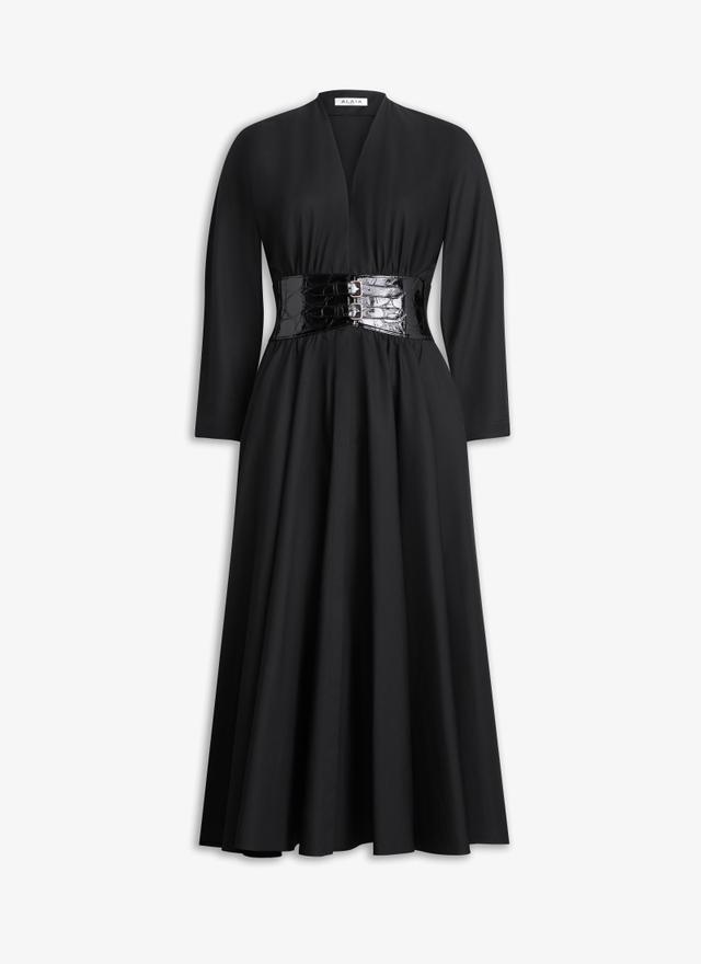 Black POPLIN CROSS BELT DRESS Product Image