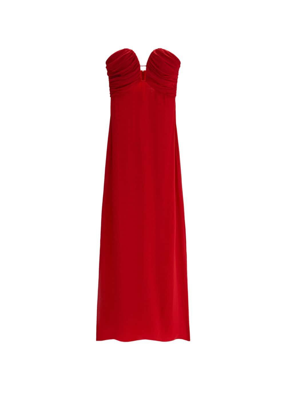 MANGO - Strapless sweetheart neckline dress red - 4 - Women Product Image