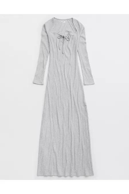 Aerie Long Sleeve Knit Tie Front Maxi Dress Women's Product Image