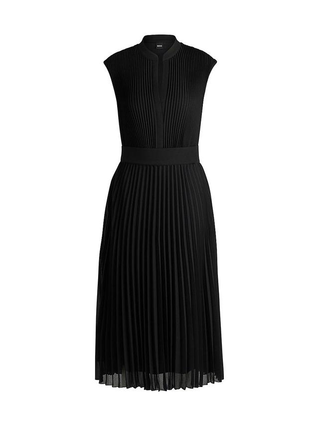 Womens Plisse Crepe Dress with Notch Neckline Product Image